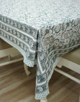 FLORAL HANDMADE BLOCK PRINTED COTTON NAPKINS AND TABLE CLOTH - KUNDANVAN