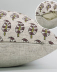 Handmade Brown Cushion Wrap – Block Printed Floral Viscose Linen Elegance - Lil Paisley 