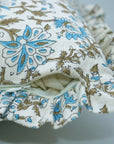 Block Print Off-White Linen Frill Pillow Cover-Neerabel