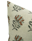 Handblock Printed Summer Flower Cushion Wrap in Brown Thick Linen Durable and Stylish - Titlee By Fabdivine