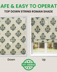 Pure Linen Block Print Roman Shade -Badshah