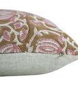 6 Kamal Handcrafted Viscose Linen Cushion Wrap – Pink & Brown Floral Block Print Elegance