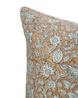 Block Print Off-White Linen Premium  Floral Cushion Cases - Manikarnika