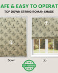 Pure Linen Block Print Roman Shade -Daisy