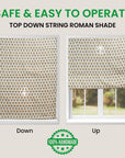 Pure White Linen Block Print Roman Shade -Kohinoor