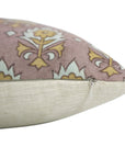 Kusum Handmade Leaf Printed Linen Blend Cushion Wrap – Mustard, Light Blue & Brown