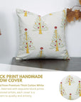 Christmas Tree Yellow Handblock Pillow Case – Pink, Yellow & White Leaf Printed on Thick Cotton