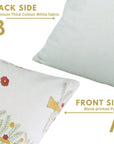 Christmas Tree Yellow Handblock Pillow Case – Pink, Yellow & White Leaf Printed on Thick Cotton