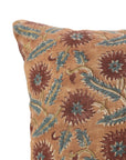 Floral Handmade Block Printed Thick Linen Pillow Cover - Swarna