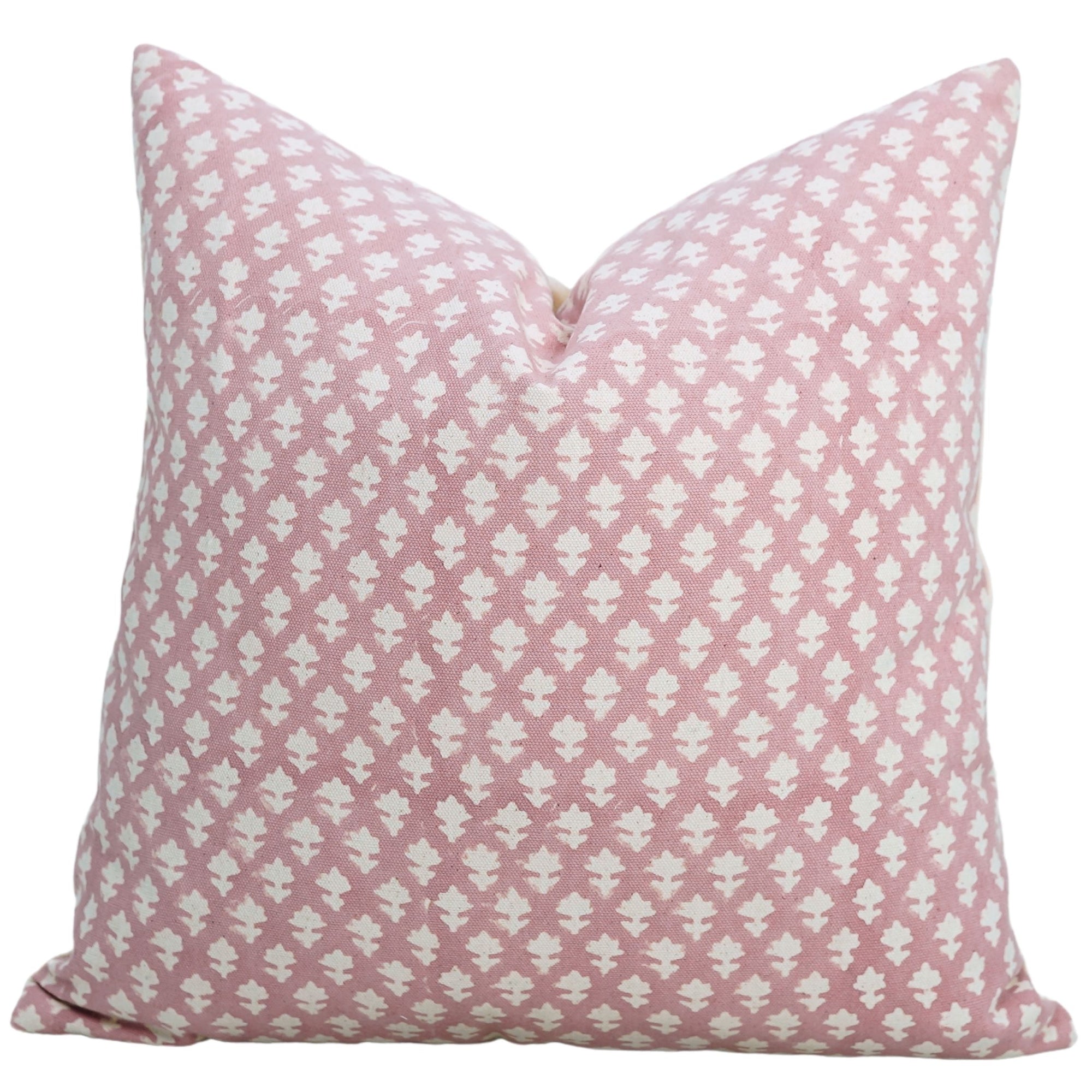 Square/Lumber block print pillow cover- Duck Canvas- PINKCITY - Fabdivine