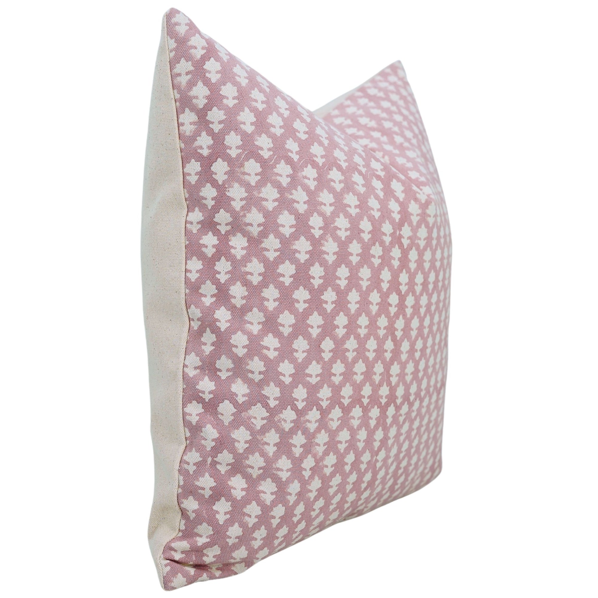 Square/Lumber block print pillow cover- Duck Canvas- PINKCITY - Fabdivine