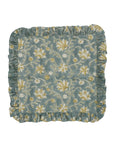 Soft & Luxurious Aradhana Green Handblock Floral Printed Table Pure Linen Frill Napkins