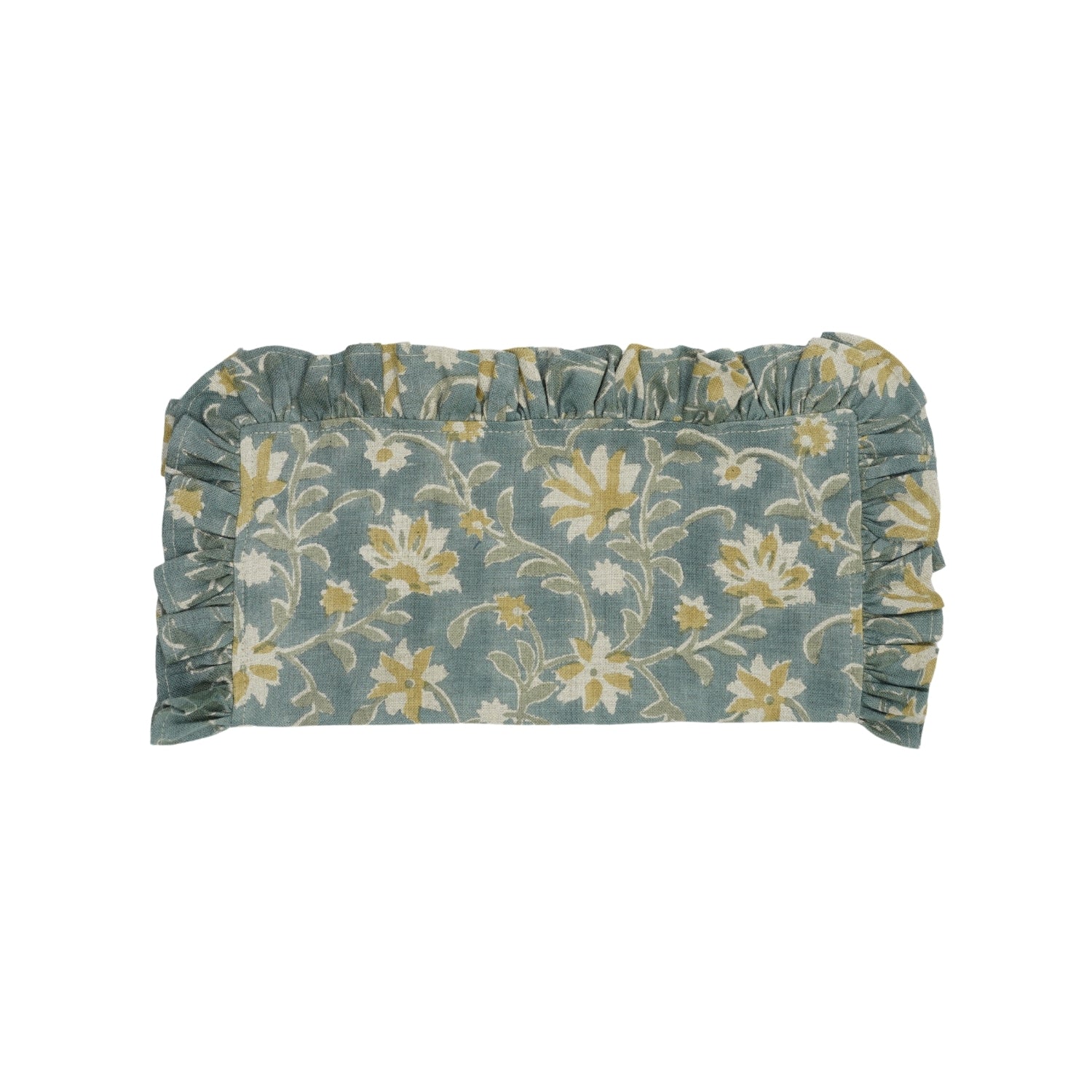 Soft & Luxurious Aradhana Green Handblock Floral Printed Table Pure Linen Frill Napkins