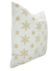 Mustard & White Sparkle Handblock Cushion Cover – Floral Print on Thick Cotton Fabric