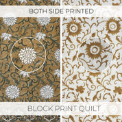 Block Printed Floral Cotton Comfort Quilt