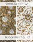 Block Printed Floral Cotton Comfort Quilt