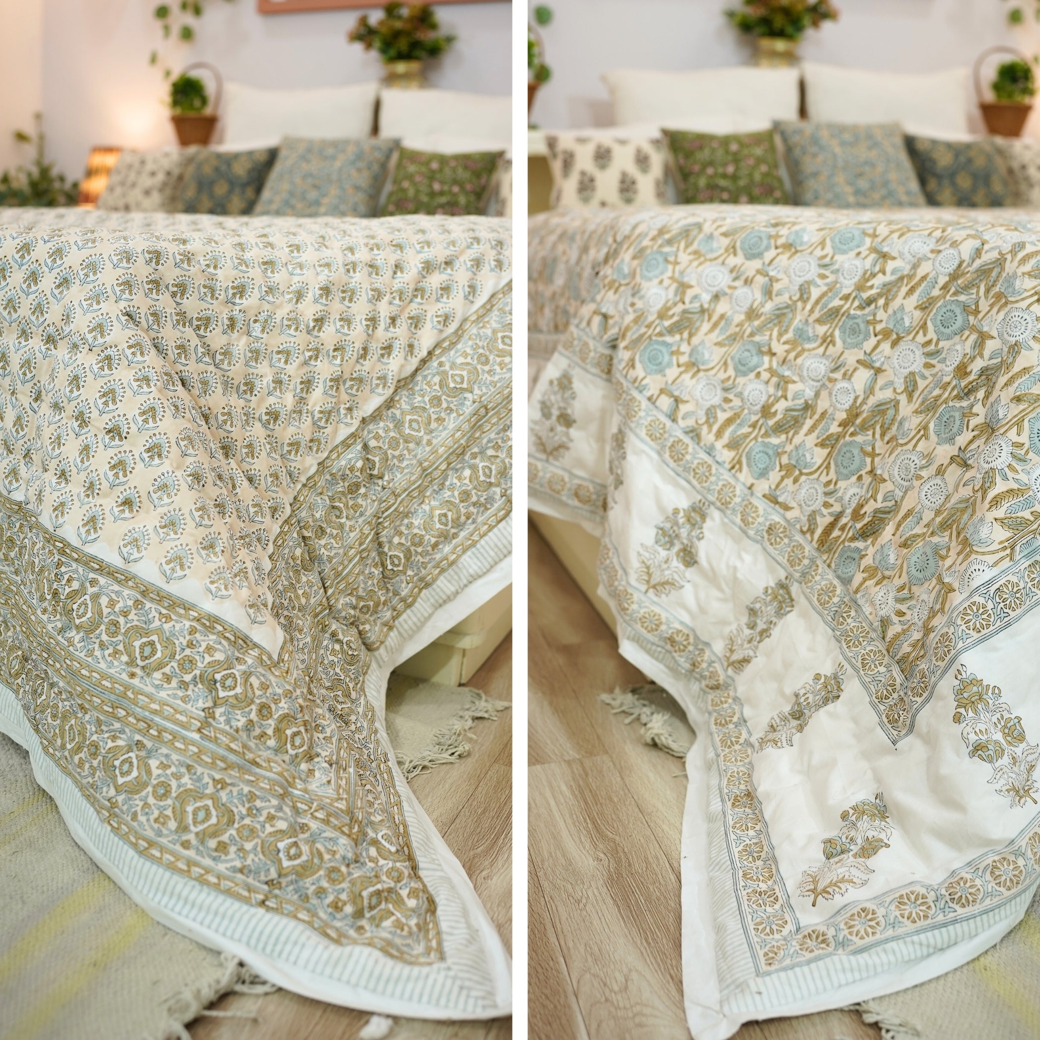 Soft Cotton Quilts & Blankets – Medium weight & Block Printed