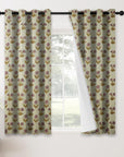 Thick Linen Block Print Curtains - Designer Window Treatment for Living Room - Kirti