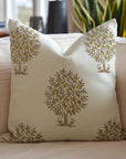 Hand Block Print Thick Cotton White Designer Pillow Cover - Anar