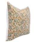 Off White Pure Linen Pillow Cover with Square/Lumber Block Print - SIX KAMAL - Fabdivine