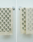 Handmade Cotton Waffle Towels - Block Printed Mini Towels for Hotels and Homes - Rohini Green By Fabdivine