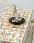 BLOCK PRINTED HANDMADE FLORAL COTTON TABLECLOTH/COVERING - HRIDYAVAN