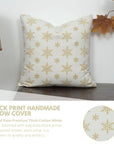 Mustard & White Sparkle Handblock Cushion Cover – Floral Print on Thick Cotton Fabric