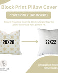 Mustard & White Sparkle Handblock Cushion Cover – Floral Print on Thick Cotton Fabric