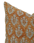 Block Printed Heavy Linen Throw Pillow Cover - Neel Gagan By Fabdivine