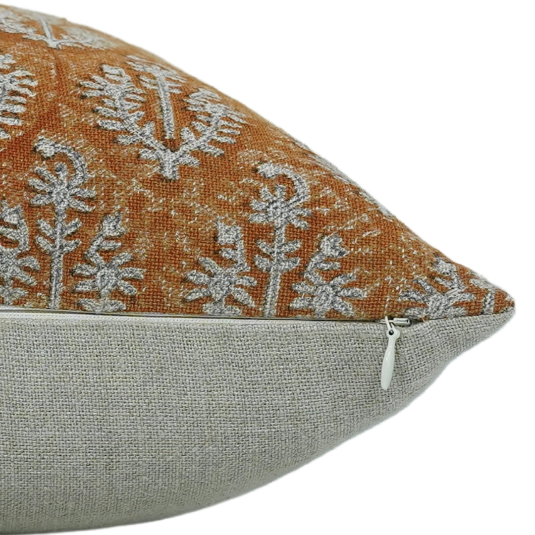 Block Printed Heavy Linen Throw Pillow Cover - Neel Gagan By Fabdivine