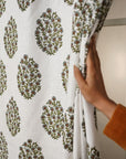 BLOCK PRINTED RING CURTAINS ELEGANT VISCOSE LINEN FOR A TIMELESS LOOK - GUDHAL