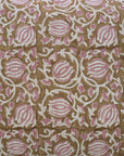 6 Kamal Handcrafted Viscose Linen Cushion Wrap – Pink & Brown Floral Block Print Elegance