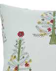 Hand Block Printed Farmhouse Thick White Cotton Pillow Cover – ChristmasTree Green By Fabdivine.