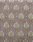 Kusum Handmade Leaf Printed Linen Blend Cushion Wrap – Mustard, Light Blue & Brown