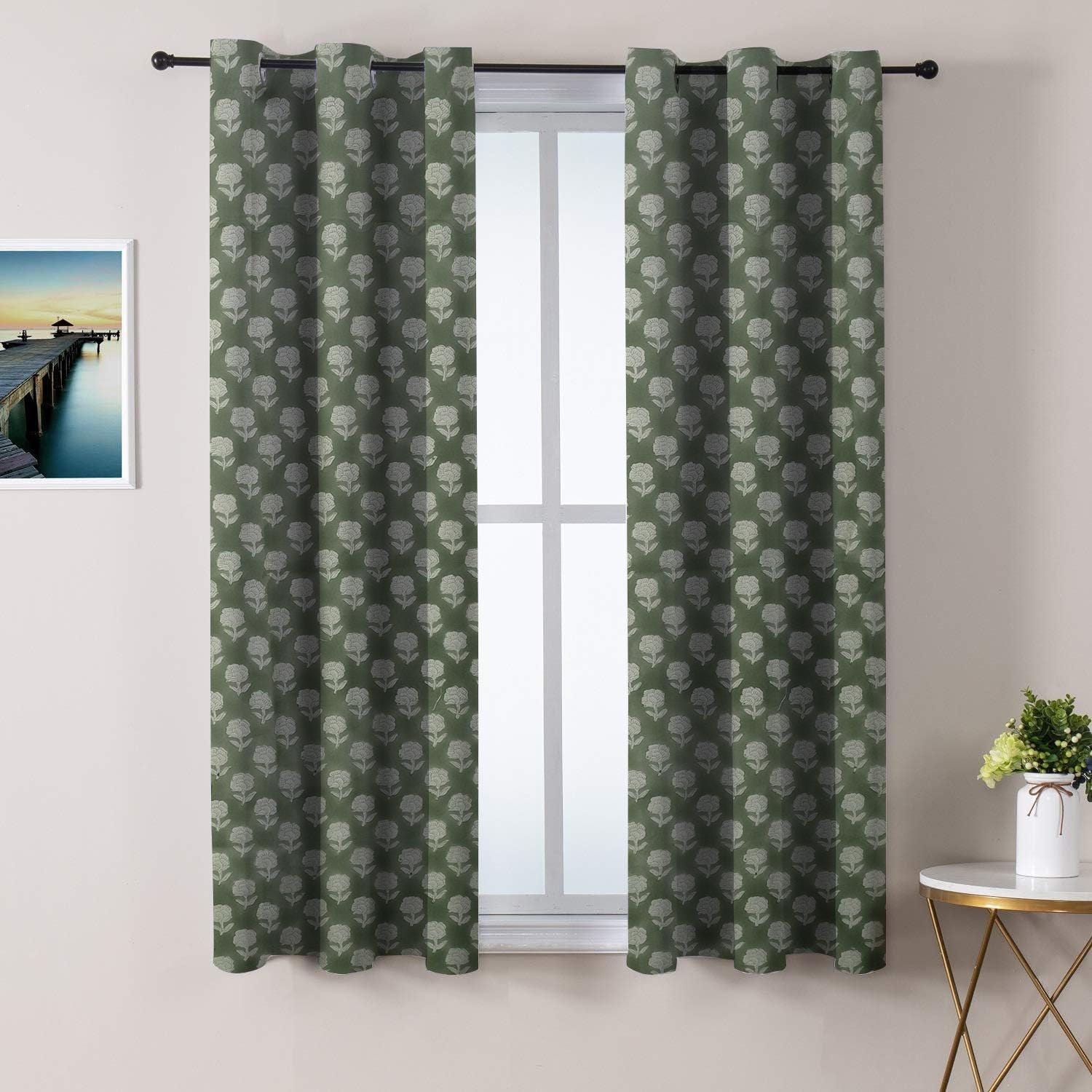 Handmade Blackout Linen Curtains with Hand Block Print - Room Darkening Drapery - Rohini