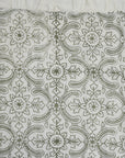 Hand-Block Printed Cotton Quilt Fabric - Floral Design in Brown, Gray & White