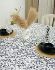 BLOCK PRINTED FLORAL HANDMADE DECORATIVE COTTON TABLE COVERING AND RUNNER - SEHJAN