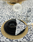 BLOCK PRINTED FLORAL HANDMADE DECORATIVE COTTON TABLE COVERING AND RUNNER - SEHJAN