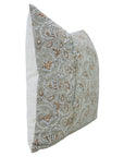 Floral HandBlock Printed Viscous Linen Throw Pillow Cover - Saraswati In Gray