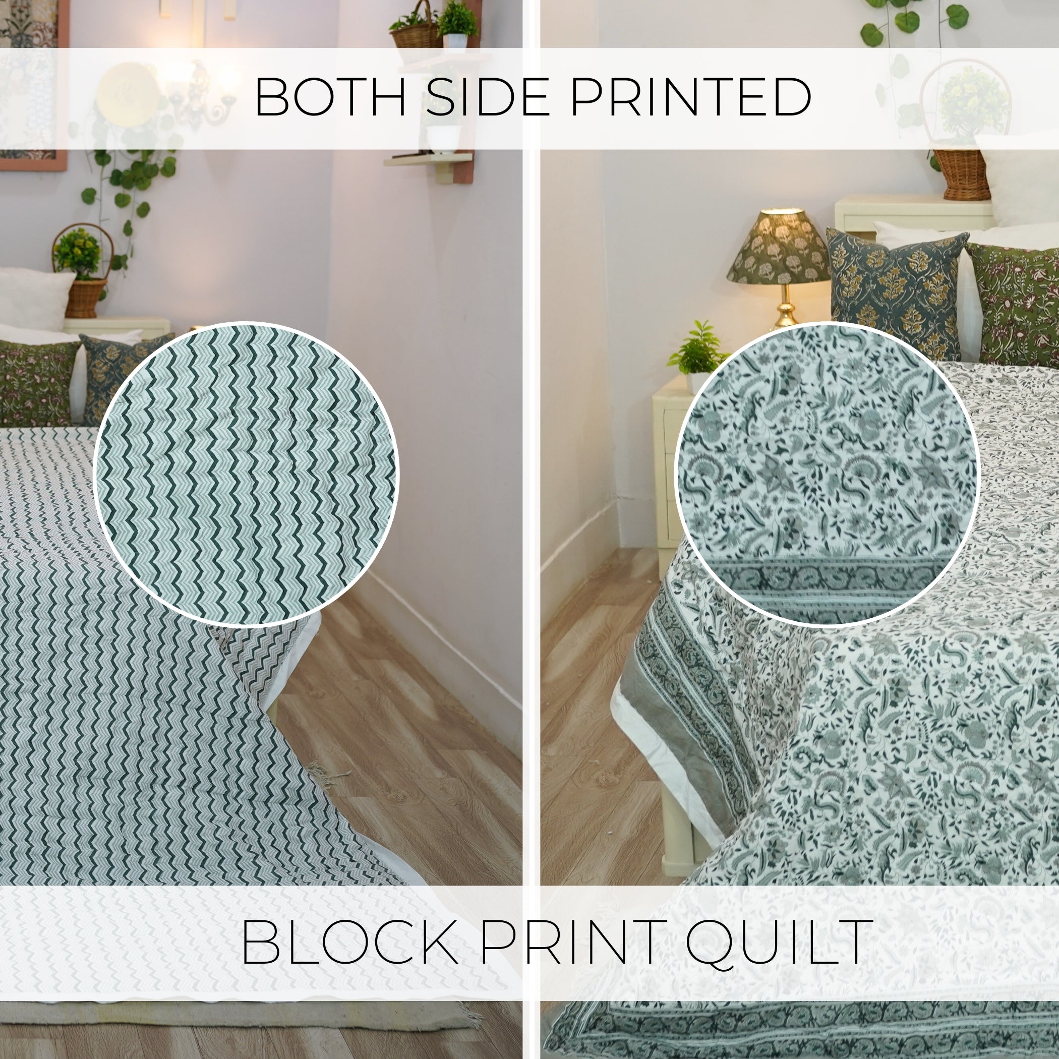 Medium Cotton Block Printed Quilt/Blankets – Soft & Elegant