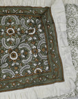 Hand-Block Printed Cotton Quilt Fabric - Floral Design in Brown, Gray & White