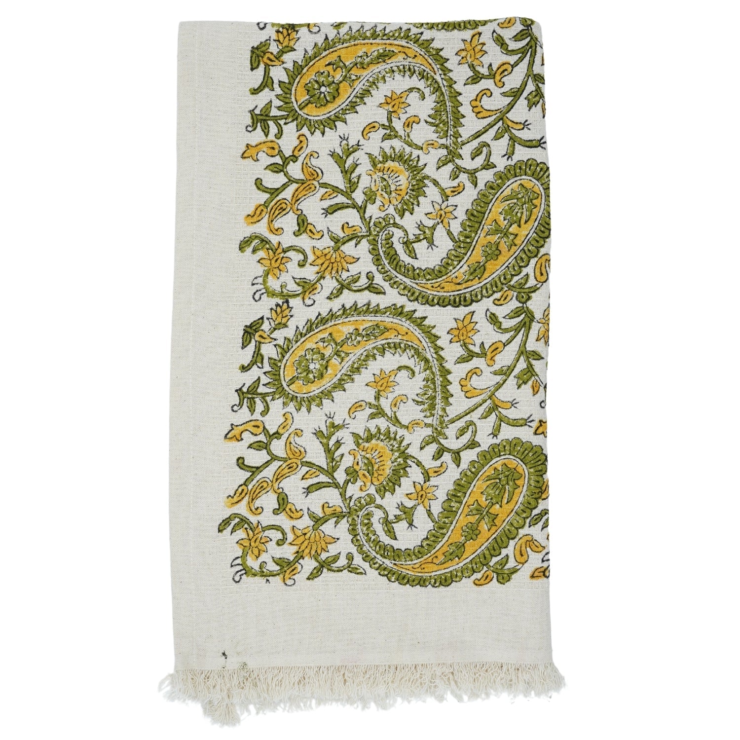 Handmade Mustard Kari Floral Printed Waffle Mini Hand Towels in Soft Cotton By Fabdivine