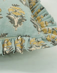 Block Print Duck Canvas Frill Pillow Cover-Mormukut