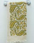 Handmade Mustard Kari Floral Printed Waffle Mini Hand Towels in Soft Cotton By Fabdivine