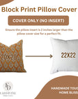 Block Printed Heavy Linen Throw Pillow Cover - Neel Gagan By Fabdivine