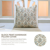 Block Print Linen Blend Pillow Cover-Vishal Pushpa