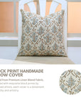 Block Print Linen Blend Pillow Cover-Vishal Pushpa