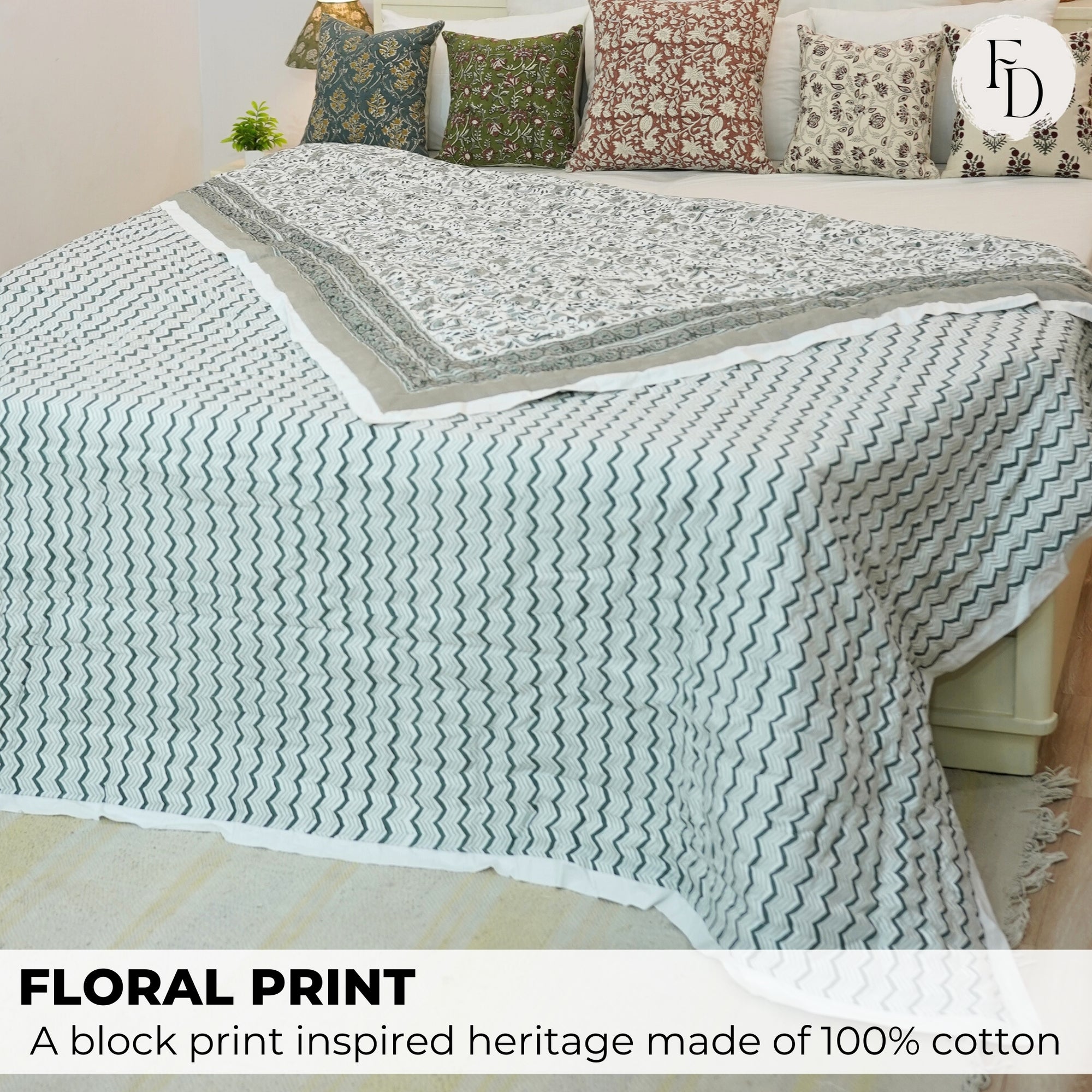 Soft &amp; Stylish Block Printed Cotton Quilts – Cozy Medium Weight Comfort