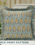 Block Print Duck Canvas Frill Pillow Cover-Mormukut