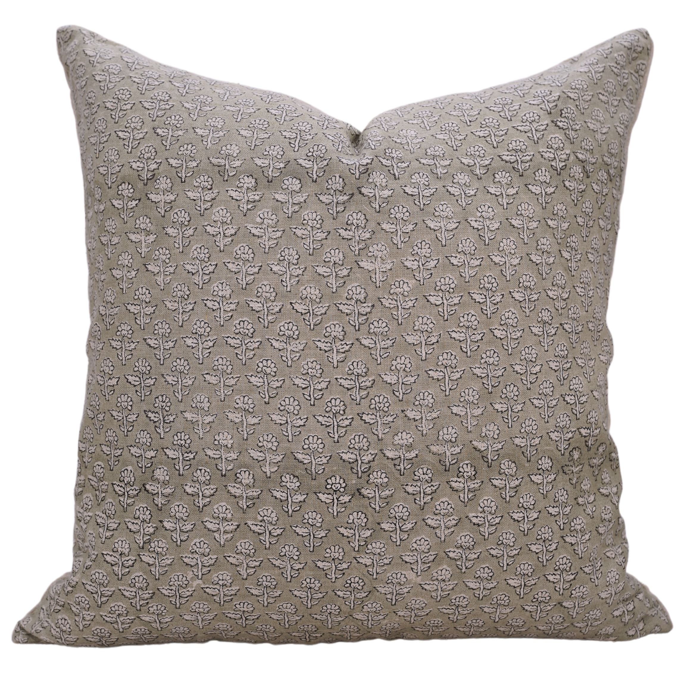 Block Print Linen Pillow Cover- RIVA - FABDIVINE LLC